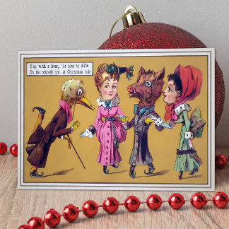 Vintage - Cartão de Natal Vitoriano De Sking Odd
