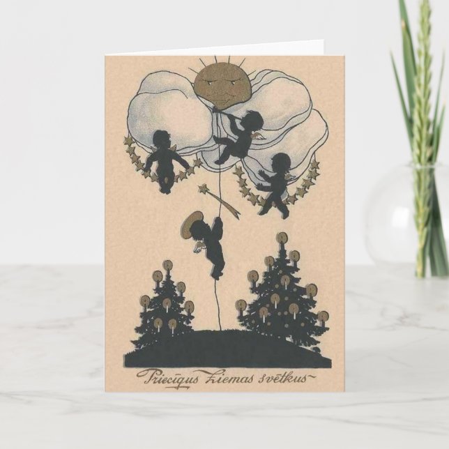 Vintage - Cartão de Saudação de Natal Letão (Frente)