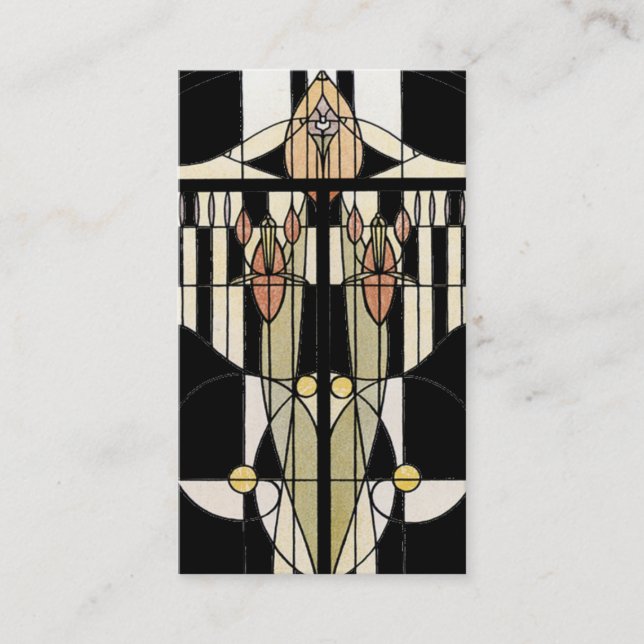 Vintage Cartão de visita, painel de vidro retido,  (Frente)