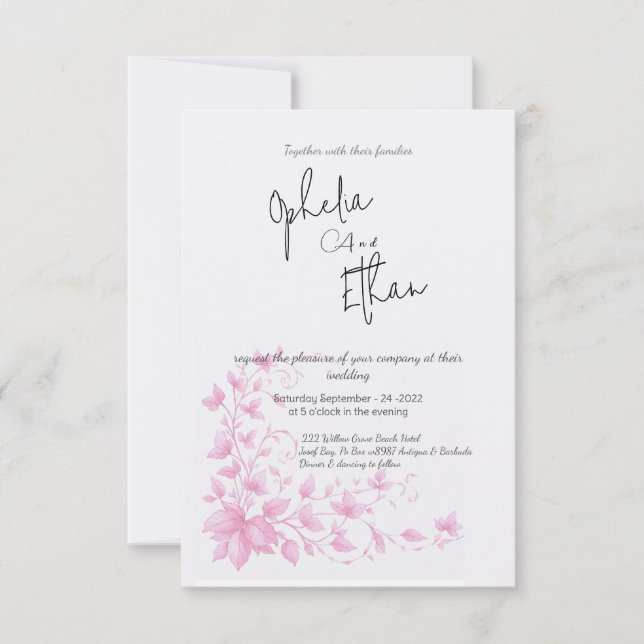 Vintage Casamento Floral Romântico Convite (Frente)