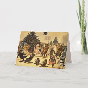 VINTAGE CAT GATOS WAIN CHRISTMAS Cartões de saudaç