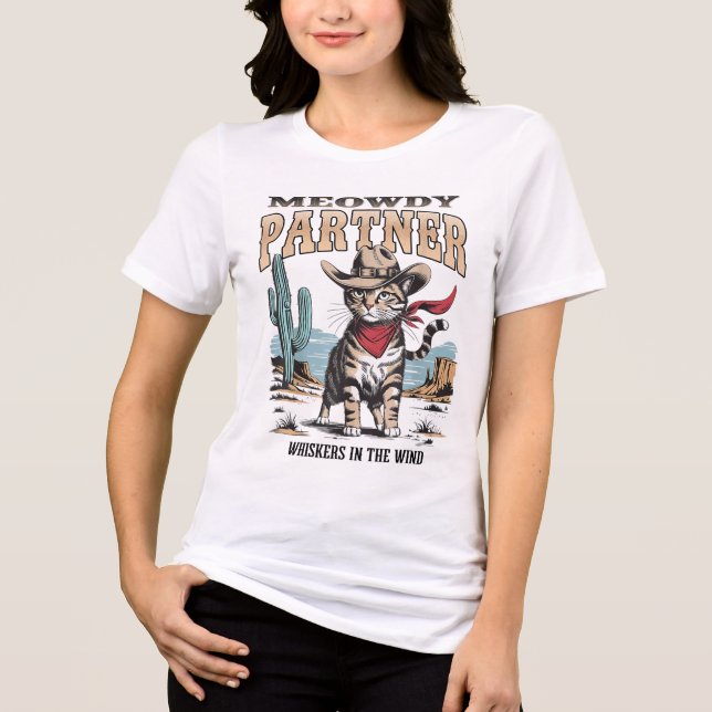 Vintage Cat Meowdy Partner Cowboy Presente Para Ho (Frente)