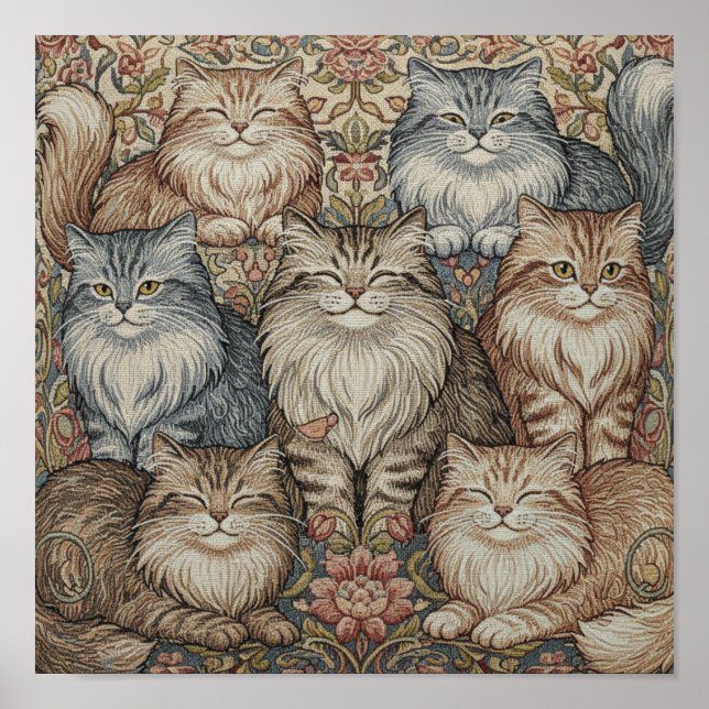 Vintage Cat Tapestry Poster (Frente)