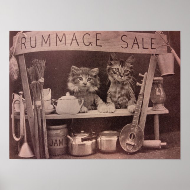 Vintage Cats Rummage Sale Poster (Frente)
