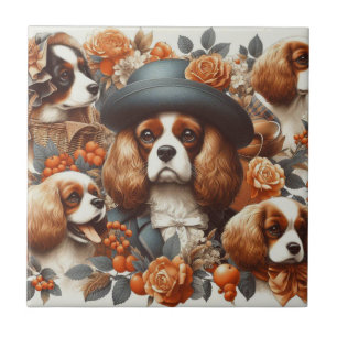Vintage Cavalier King Charles Spaniel Painting