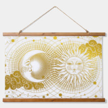 Vintage Celestial Ouro Sun e Moon