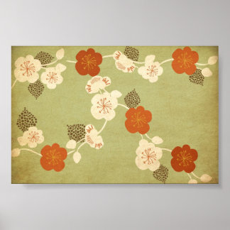 Vintage cereja floresce flores Poster