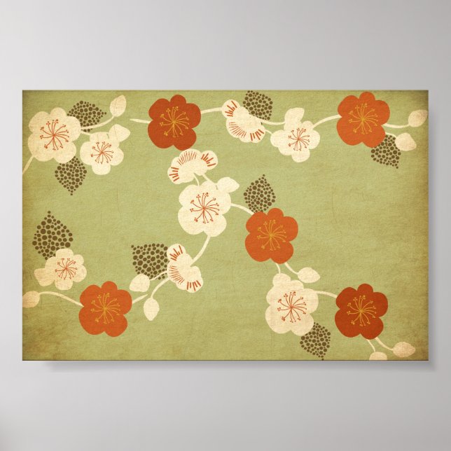 Vintage cereja floresce flores Poster (Frente)