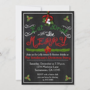 Vintage Chalkboard Convite Para Bebidas De Natal