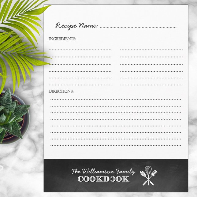 Vintage Chalkboard Family Cookbook Binder Inserir (Criador carregado)