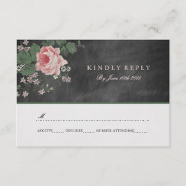 VINTAGE CHALKBOARD FLOWER WEDDING CONVITES RSVP