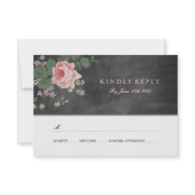 VINTAGE CHALKBOARD FLOWER WEDDING CONVITES RSVP