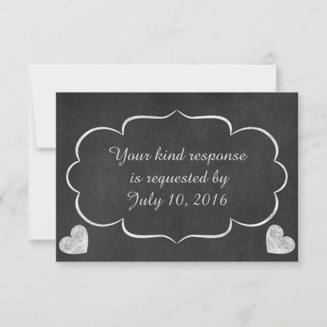Vintage Chalkboard Heart Wedding RSVP (Frente)