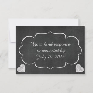 Vintage Chalkboard Heart Wedding RSVP