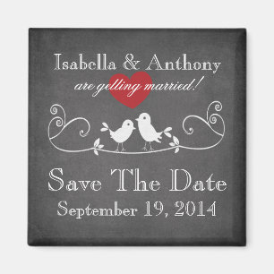 Vintage Chalkboard Love Birds Imã salve a data