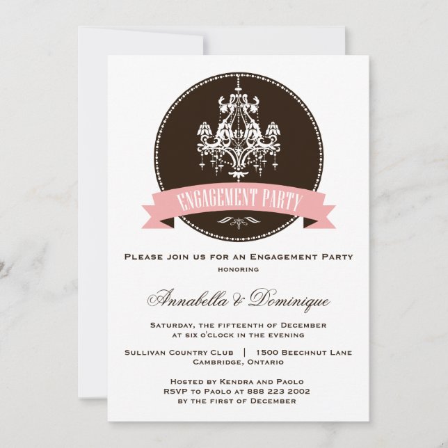 Vintage Chandelier - Convite à Festa de noivado (Frente)