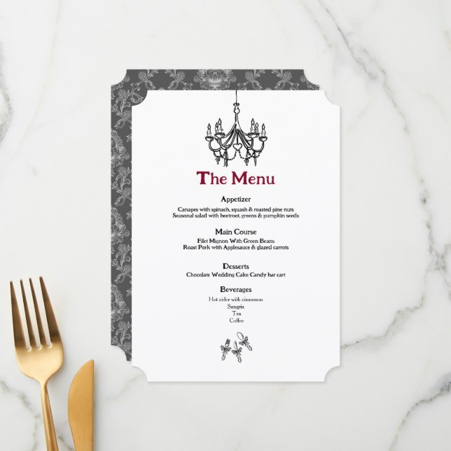 Vintage Chandelier Menu (Frente/Verso In Situ)