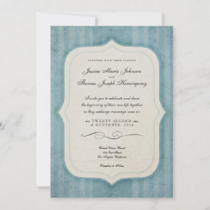 Vintage Charm Blue Monogramas Convites de Casament