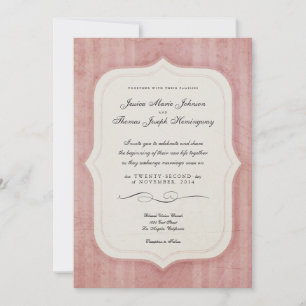 Vintage Charm Pink Monogramas Convites de Casament