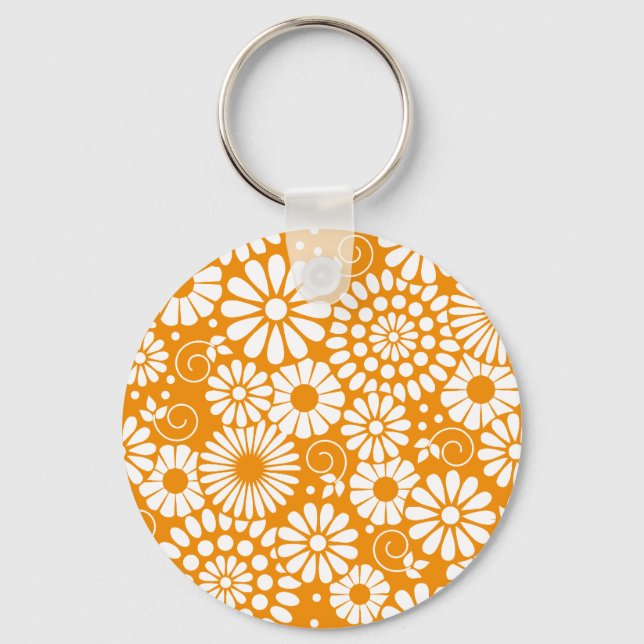 Vintage Chaveiro de laranja floral (Frente)