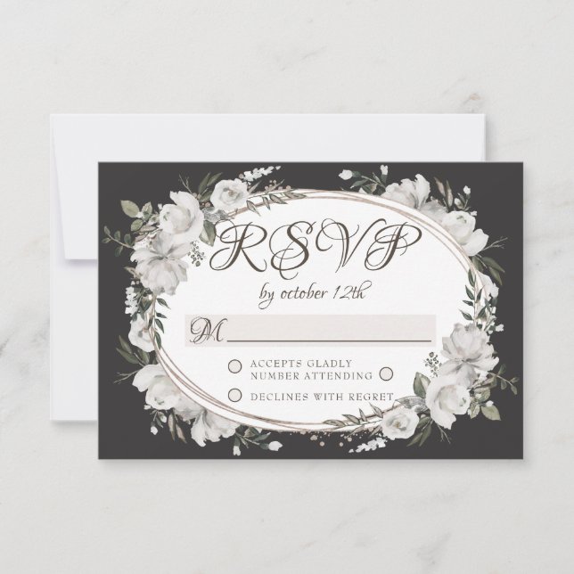 Vintage Cherish Oval Floral Wedding Resposta RSVP (Frente)