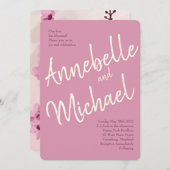 Vintage Cherry Blossom Casamento Convites (Frente/Verso)