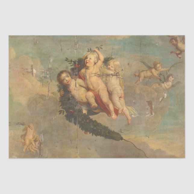 Vintage Cherub Angels Angel Decoupage Papel de Tec (Frente )