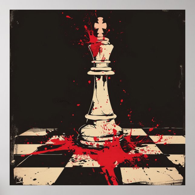 Vintage Chess King Illustration Poster (Frente)