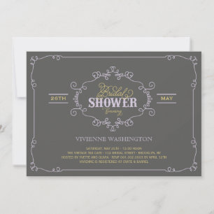 Vintage Chic Flourish Chá de panela Roxo Convite