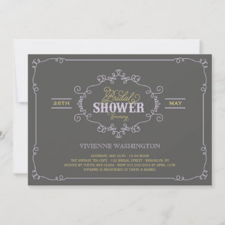 Vintage Chic Flourish Chá de panela Roxo Convite