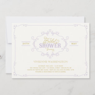 Vintage Chic Flourish Chá de panela Roxo Convite
