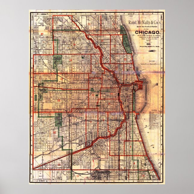 Vintage Chicago Map Poster (Frente)
