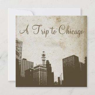 Vintage Chicago Skyline Trabalho de arte Convite
