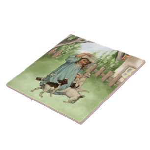 Vintage Child com Cães Terrier