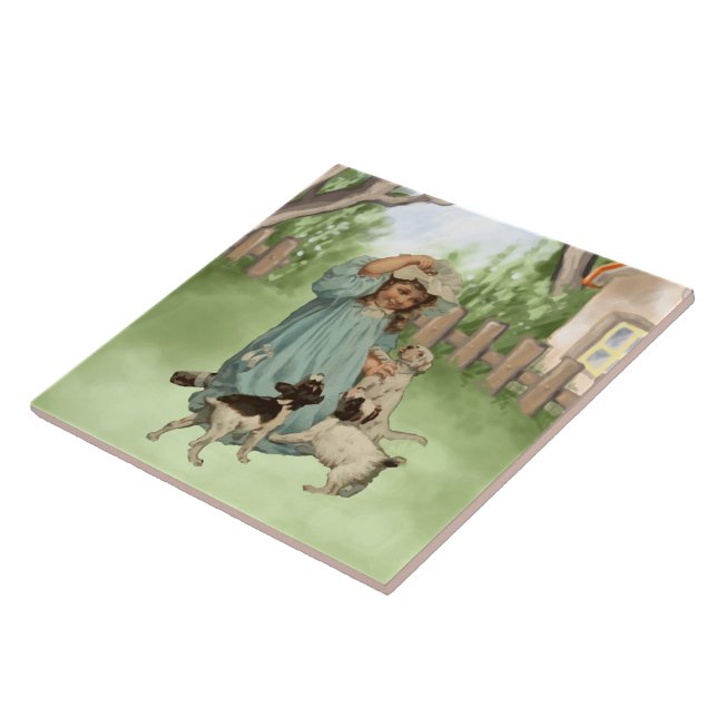 Vintage Child com Cães Terrier (Lateral)