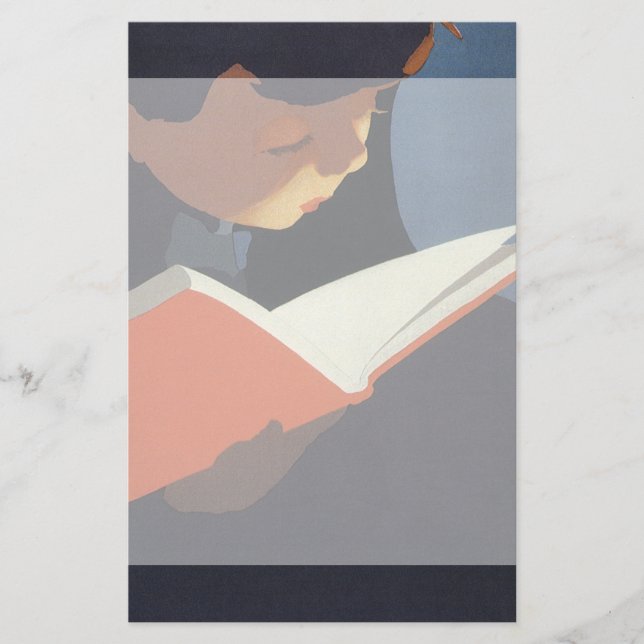 Vintage Child Lendo um Livro da Biblioteca (Frente)