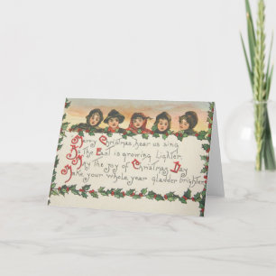 Vintage Children Singing Cartões de natal
