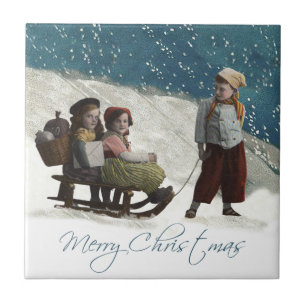 Vintage Children Sleding