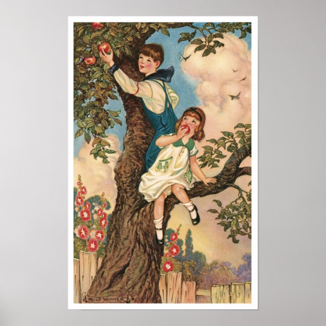 Vintage Children's Illustration Poster ou Impressã (Frente)