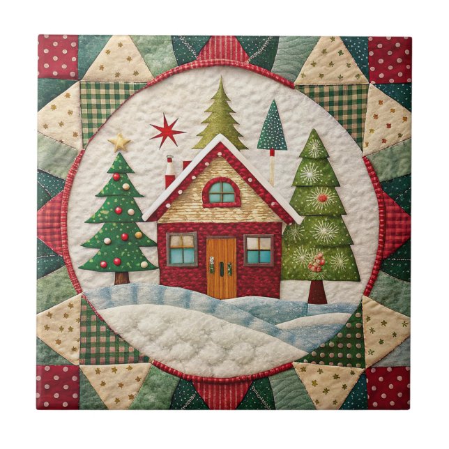 Vintage Christmas Ceramic Tile (Frente)