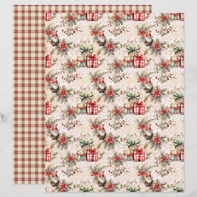 Vintage Christmas Scrapbook Paper (Frente/Verso)