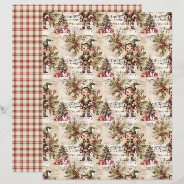 Vintage Christmas Scrapbook Paper (Frente/Verso)