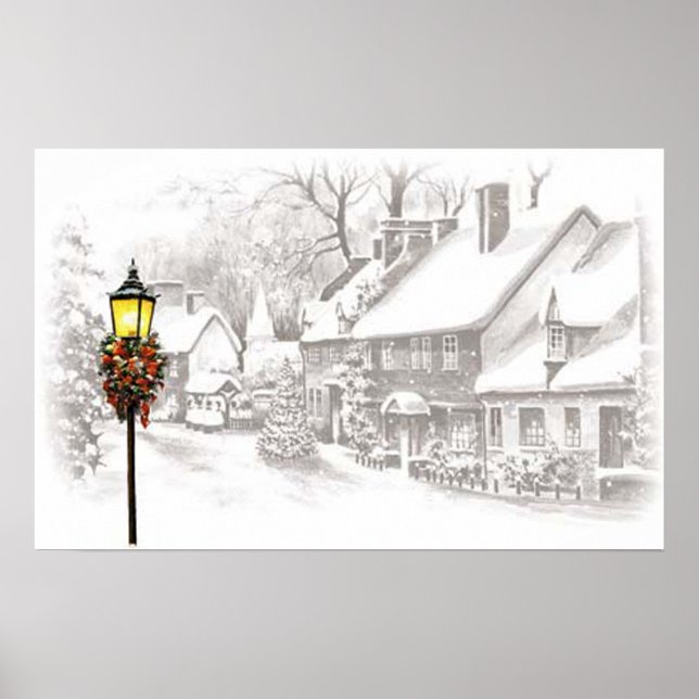 Vintage Christmas Town Poster (Frente)