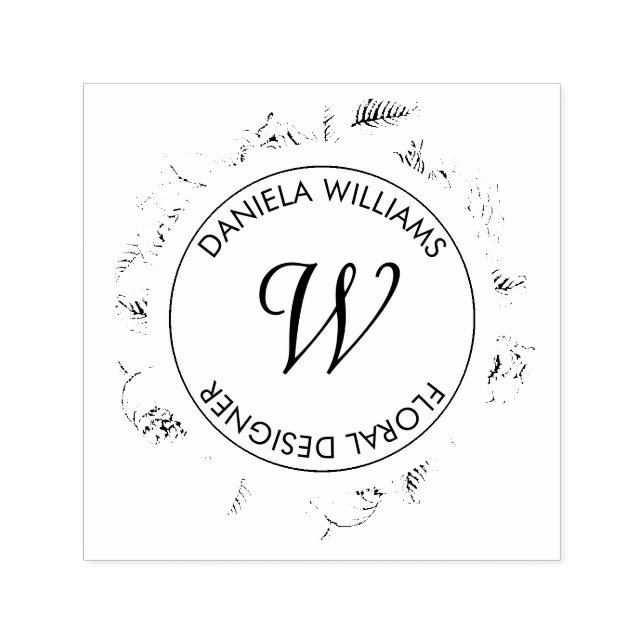 Vintage Círculo Luxe Monograma Floral Carimbo (Design)