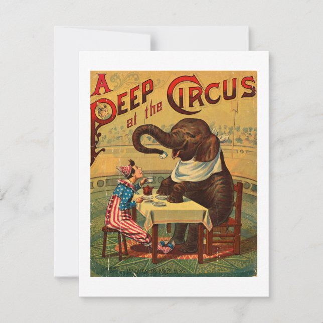 Vintage Circus Illustration Art Old Antique Card (Frente)