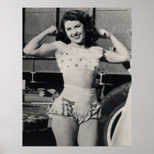 Vintage Circus Muscle Girl Foto Poster (Frente)