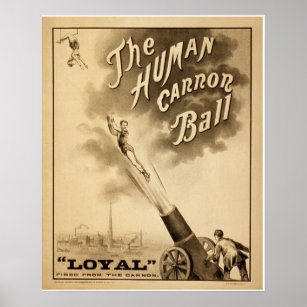 Vintage Circus Poster da Bola de Canhão Humana