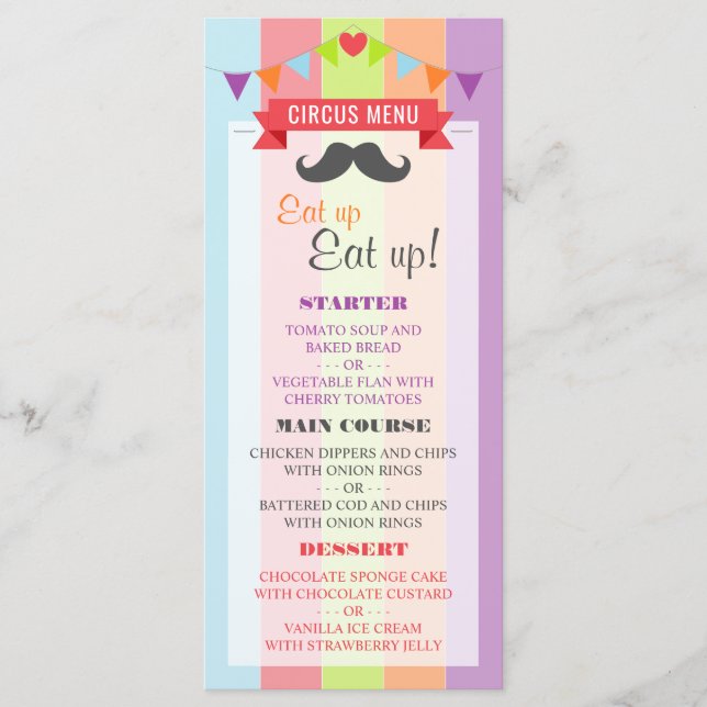 Vintage Circus Poster, Menu de Aniversário para Cr (Frente)