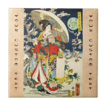 Vintage clássico ukiyo-e geisha com guarda-chuva