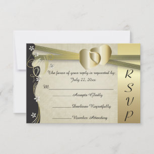 Vintage Classy Dourado Heart Wedding - RSVP